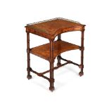 Y A VICTORIAN BURR WALNUT AND TULIPWOOD CROSSBANDED TWO TIER SIDE TABLE, BY HOLLAND & SON