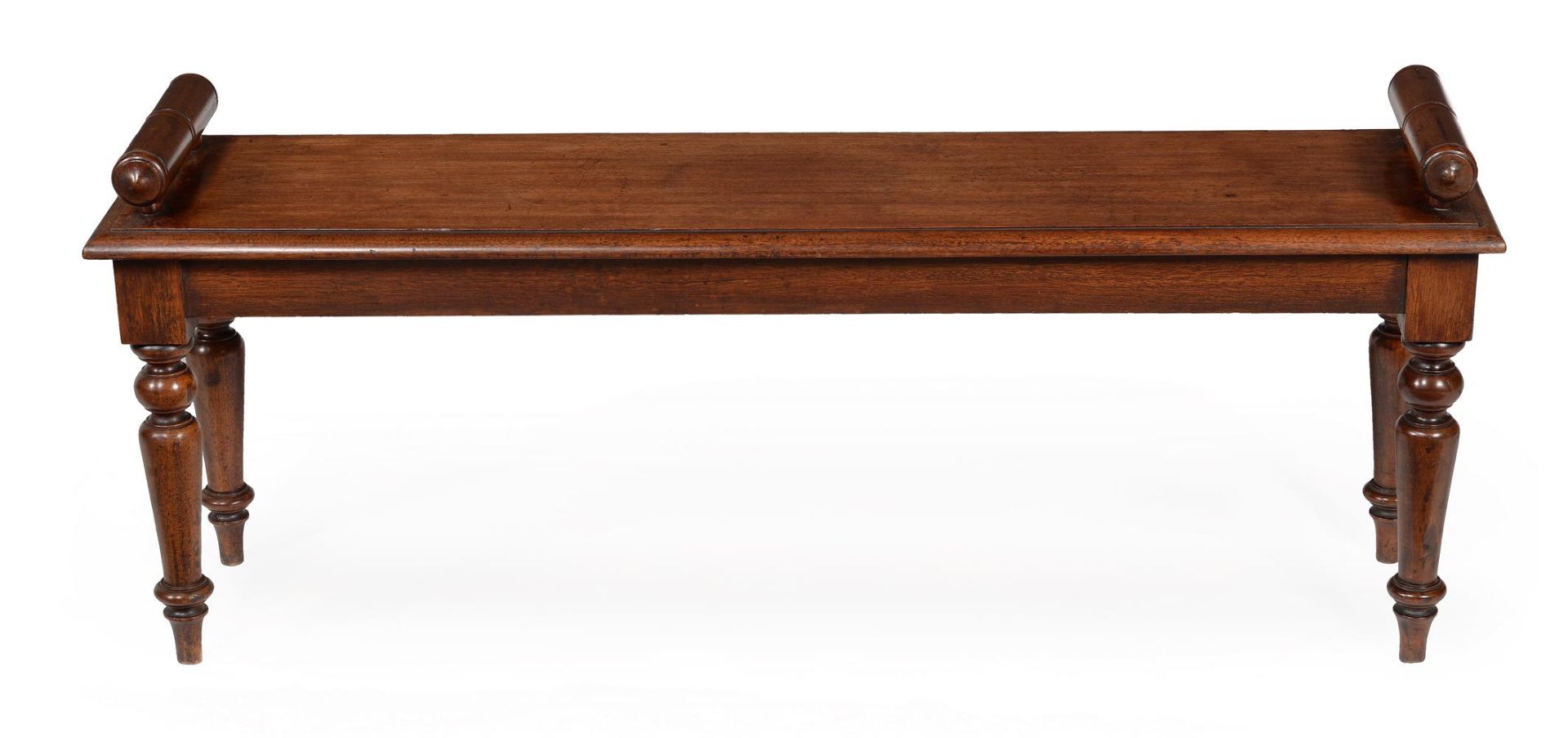 AN EARLY VICTORIAN MAHOGANY HALL BENCH, MID 19TH CENTURY - Bild 2 aus 3