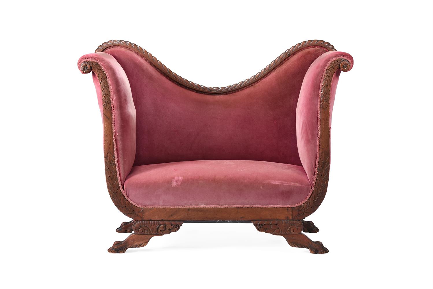 A CARVED 'RED WALNUT' AND UPHOLSTERED SOFA, 19TH CENTURY - Image 2 of 2
