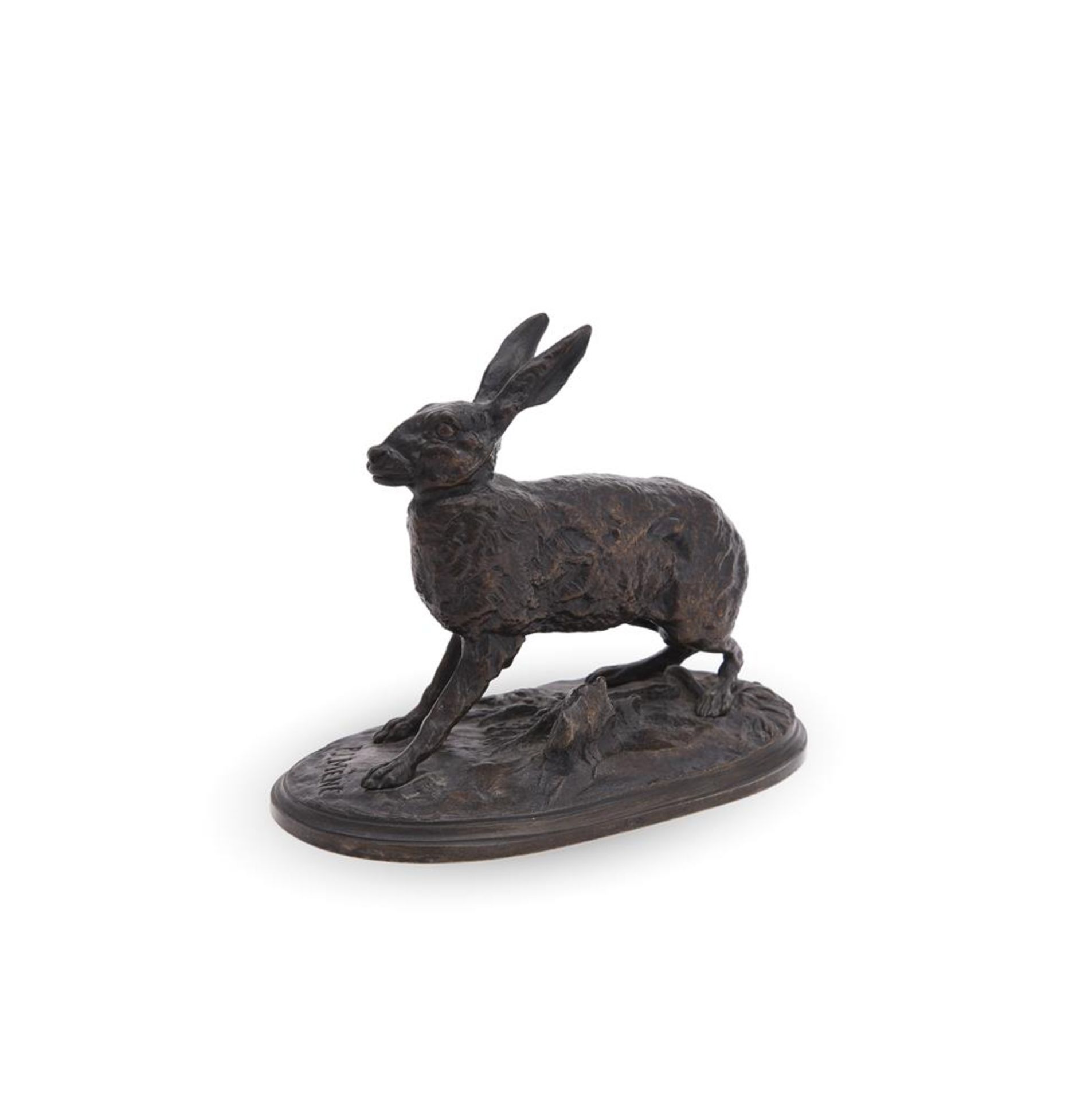 PIERRE-JULES MÊNE (FRENCH, 1810-1879), A BRONZE MODEL OF AN ALERT HARE - Bild 3 aus 5