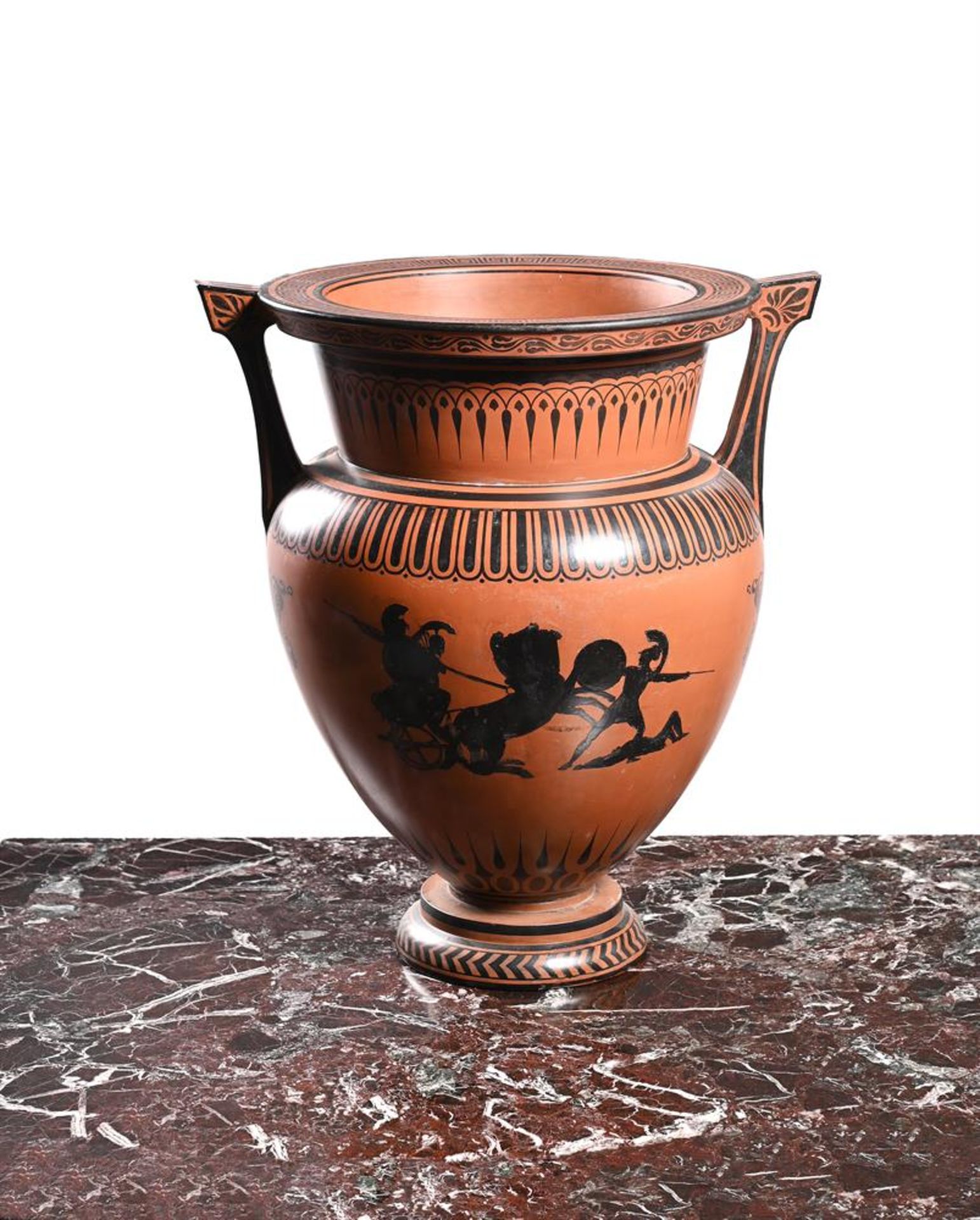 A BLACK FIGURE VOLUTE KRATER VASE IN THE GREEK STYLE, 19TH CENTURY - Image 3 of 3