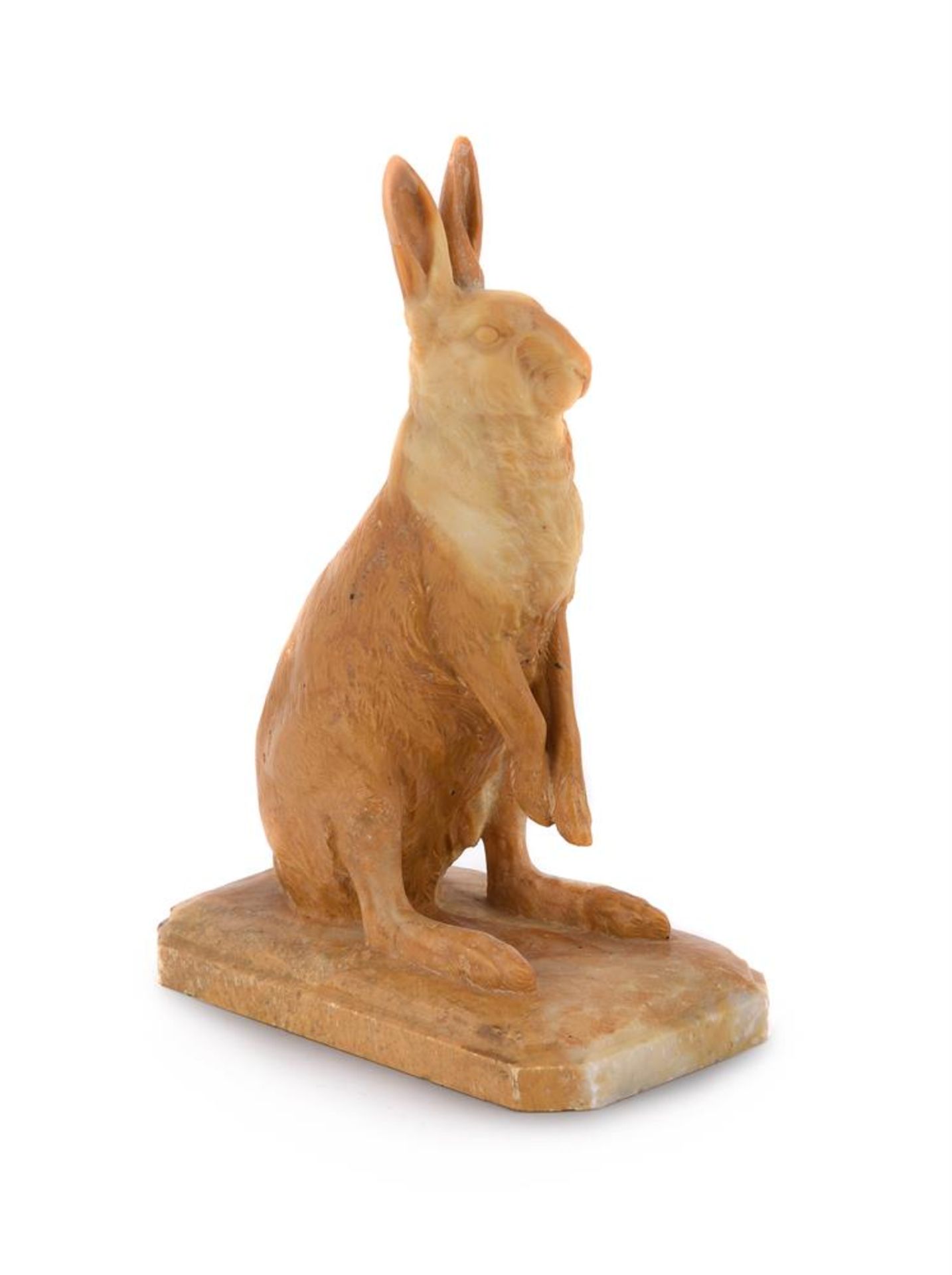 GEORGES GARDET (FRENCH, 1863-1939), A CARVED SIENA MARBLE MODEL OF A SEATED HARE - Image 2 of 5