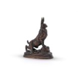 JULES MOIGNIEZ (FRENCH, 1835-1894), A BRONZE MODEL OF AN ALERT HARE