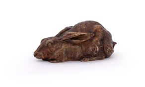 IN THE MANNER OF FERDINAND PAUTROT, A BRONZE MODEL OF A RABBIT LYING DOWN