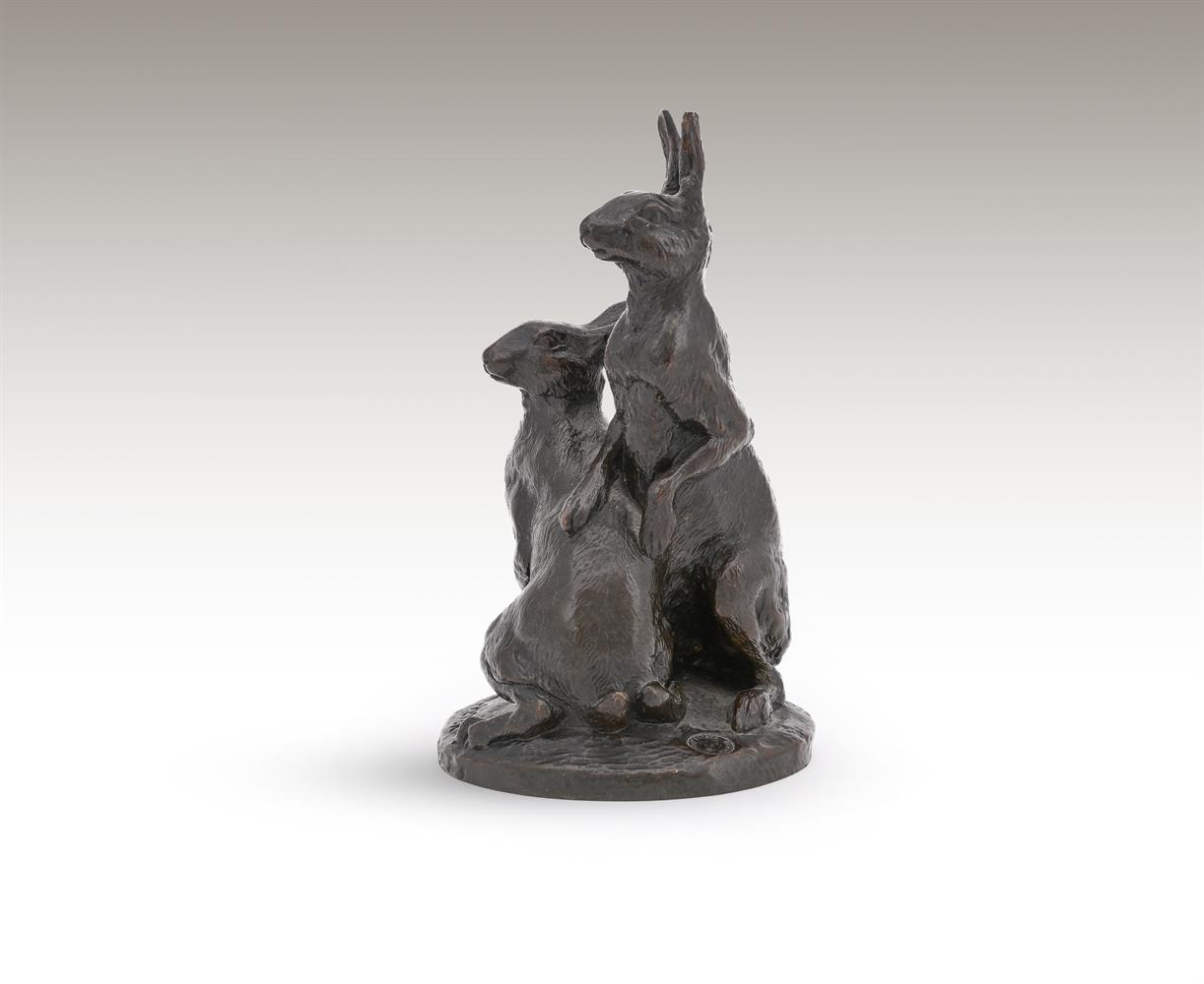 VICTOR PETER (FRENCH, 1840-1918), A BRONZE MODEL OF TWO ALERT HARES - Image 5 of 5