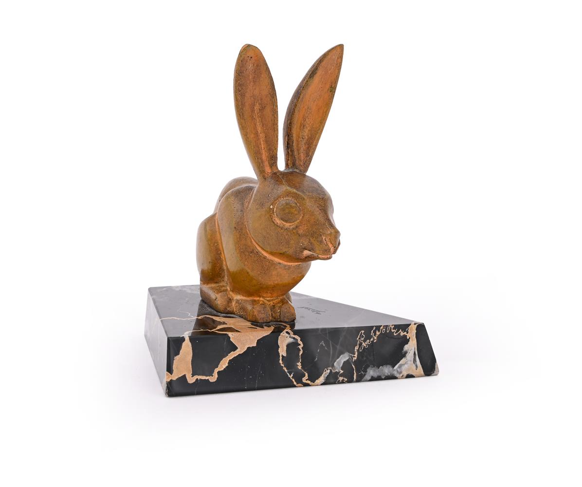 ALFRED JOREL (FRENCH, 1860-1927), A BRONZE MODEL OF A SEATED RABBIT - Image 4 of 6