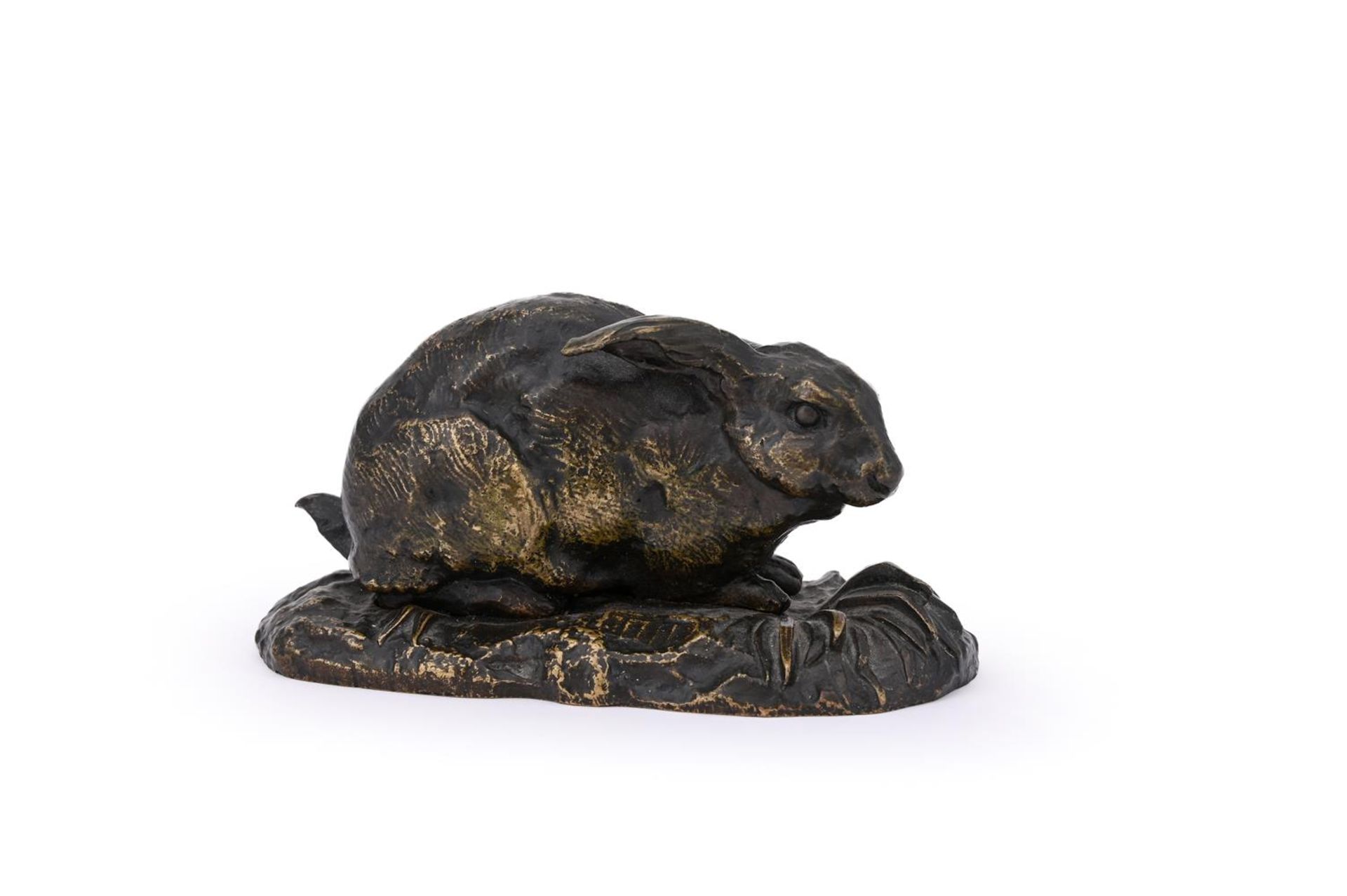 IN THE MANNER OF ANTOINE-LOUIS BARYE, A BRONZE MODEL OF A CROUCHING RABBIT - Image 2 of 3