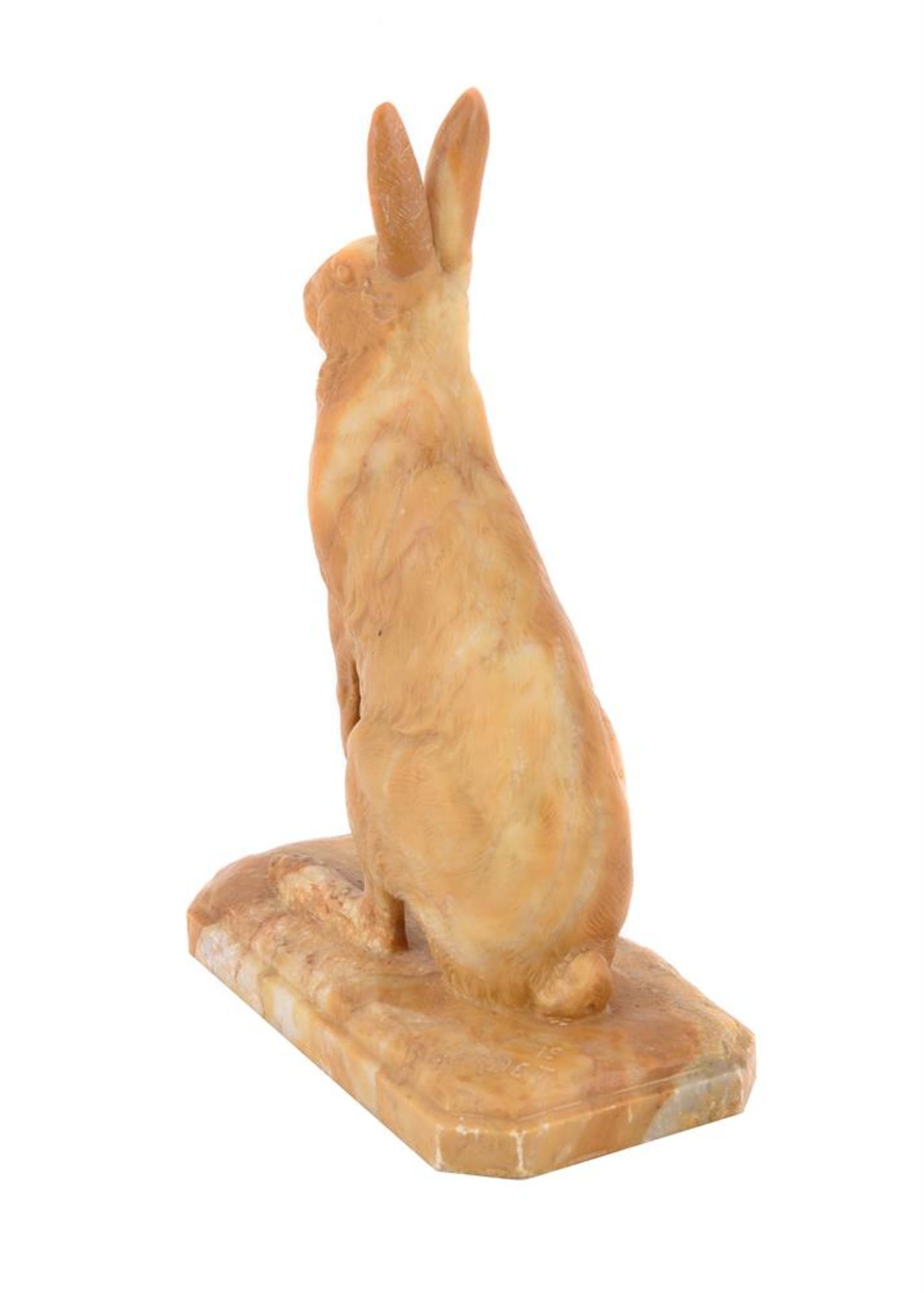 GEORGES GARDET (FRENCH, 1863-1939), A CARVED SIENA MARBLE MODEL OF A SEATED HARE - Image 3 of 5