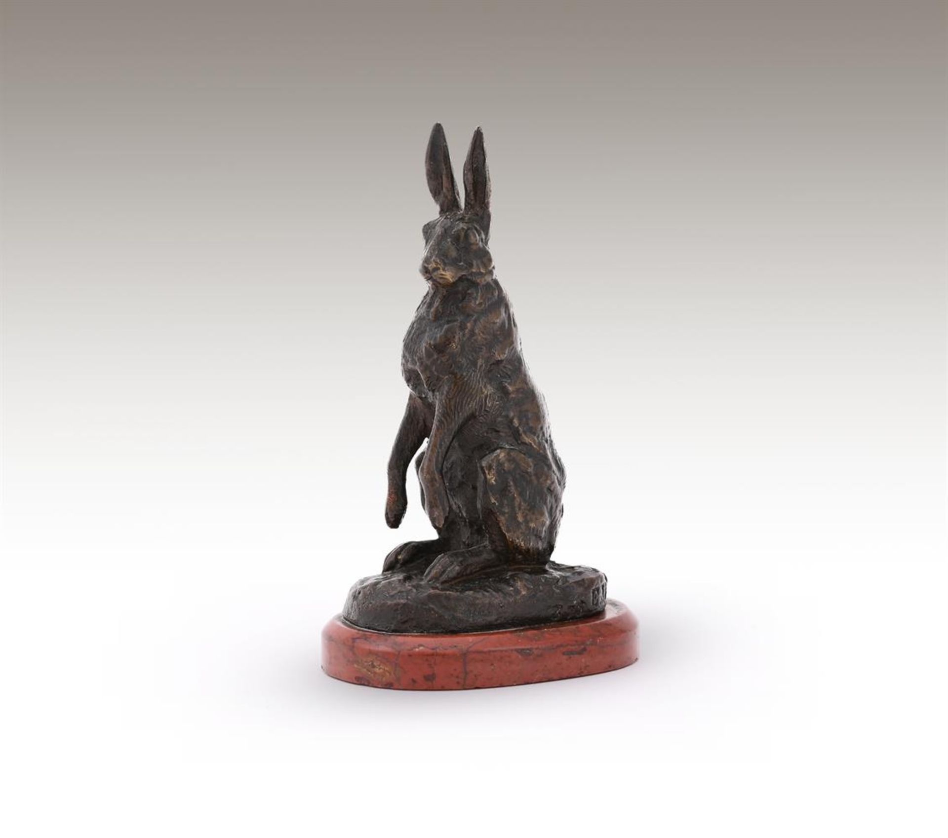 ALFRED DUBUCAND (FRENCH, 1828-1894), A BRONZE MODEL OF AN ALERT HARE - Image 6 of 6