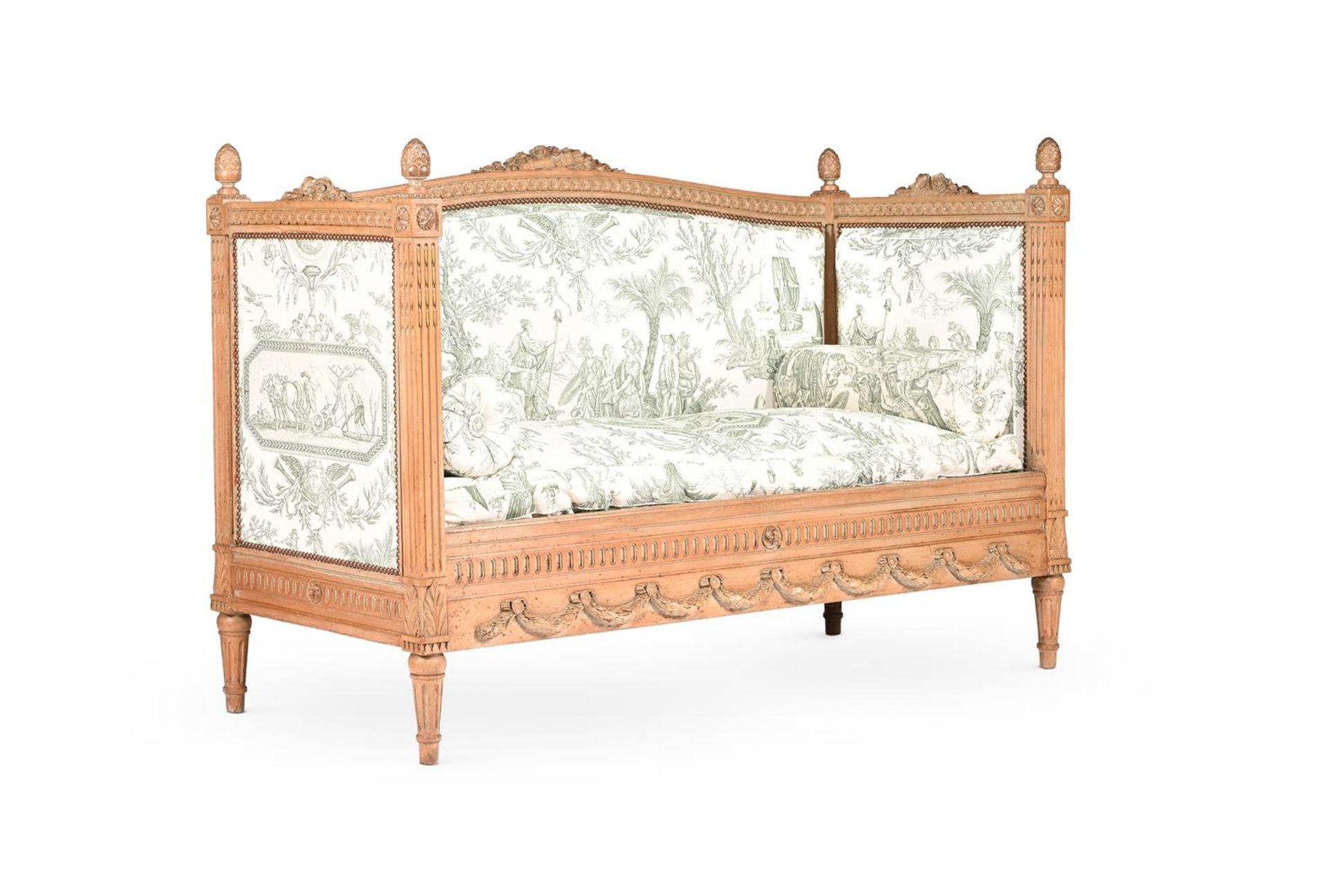 A FRENCH CARVED BEECH AND UPHOLSTERED SOFA, IN LOUIS XVI STYLE, LATE 19TH CENTURY - Bild 2 aus 2