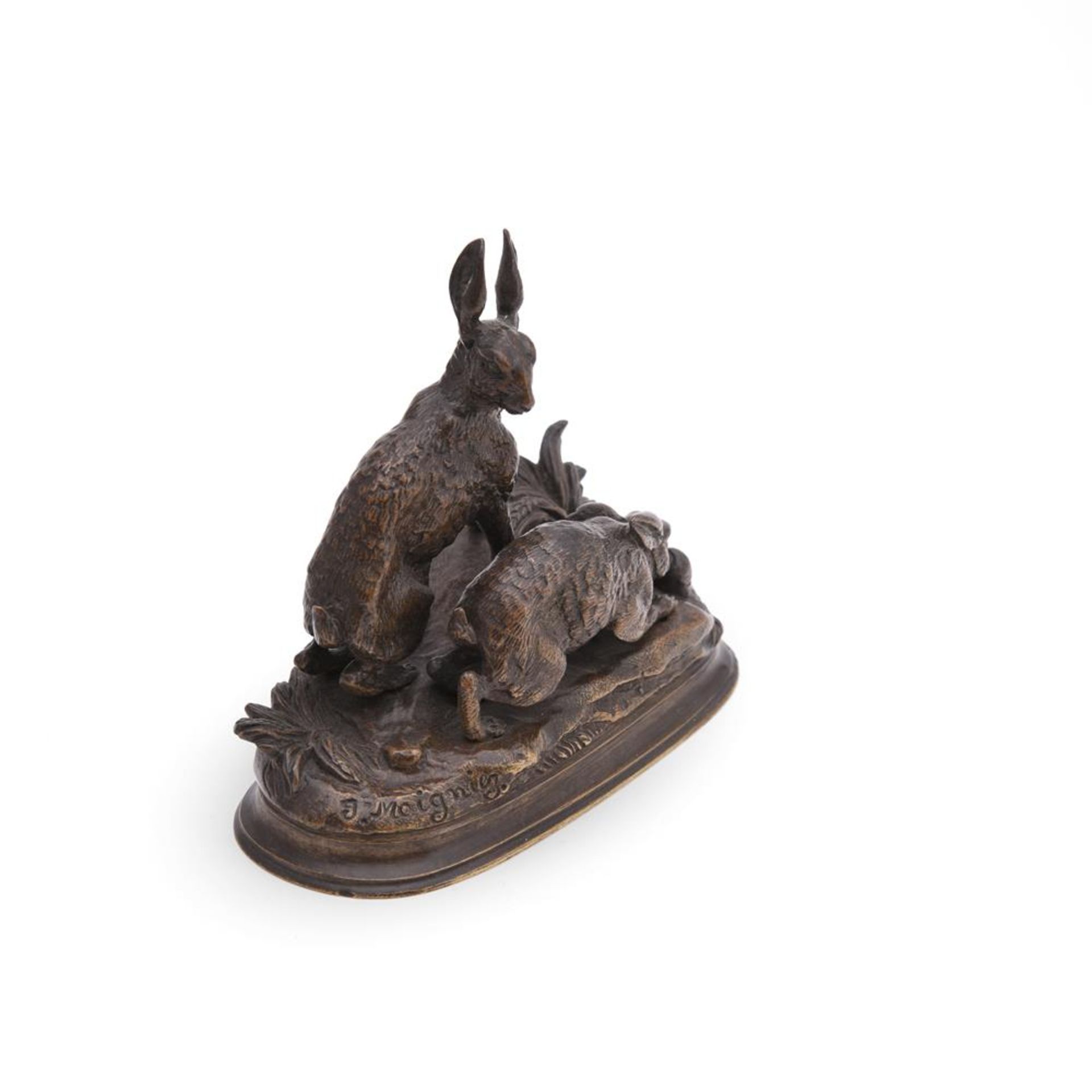 JULES MOIGNIEZ (FRENCH, 1835-1894), A BRONZE MODEL OF TWO HARES - Bild 3 aus 4