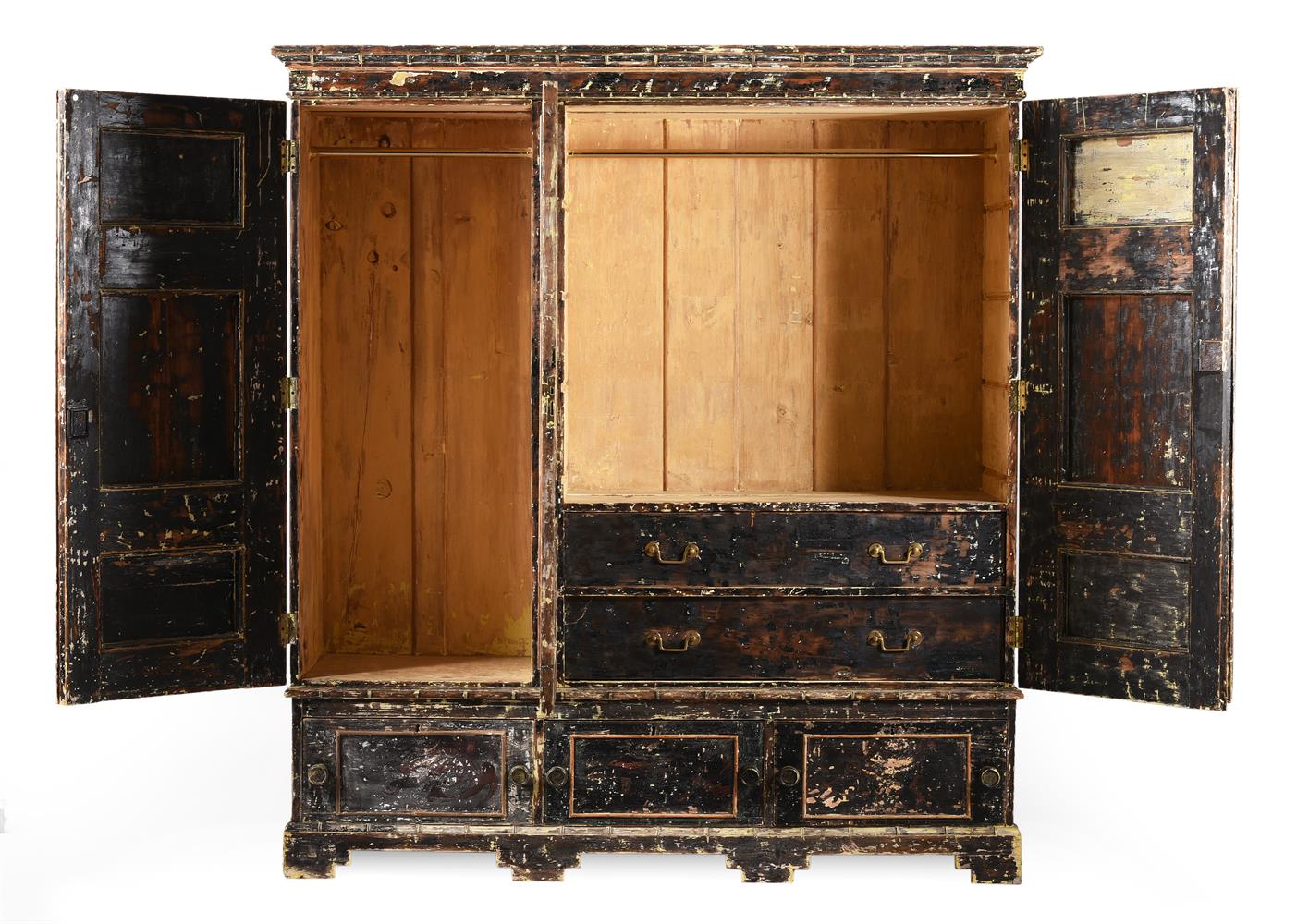 A VICTORIAN PAINTED PINE WARDROBE, LATE 19TH CENTURY - Image 3 of 3