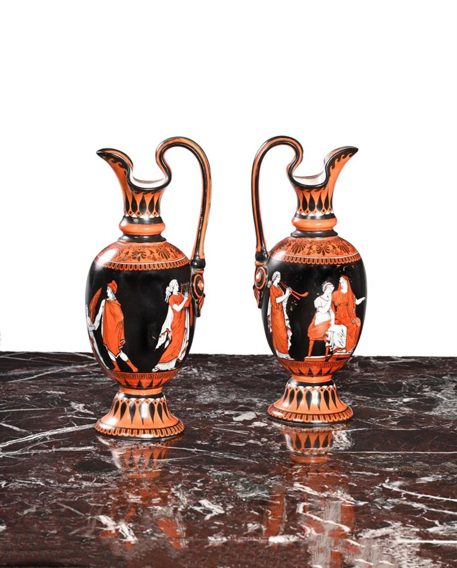 SAMUEL ALCOCK & CO- A PAIR OF ETRUSCAN STYLE VASES, CIRCA 1850-1880 - Image 2 of 2