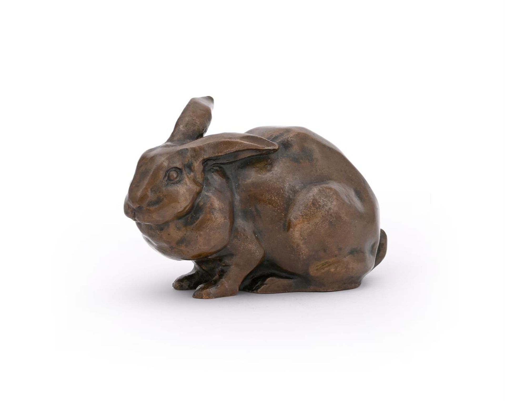 HUGO EMMANUEL BECHER (GERMAN, 1871-1942), A BRONZE MODEL OF A RABBIT