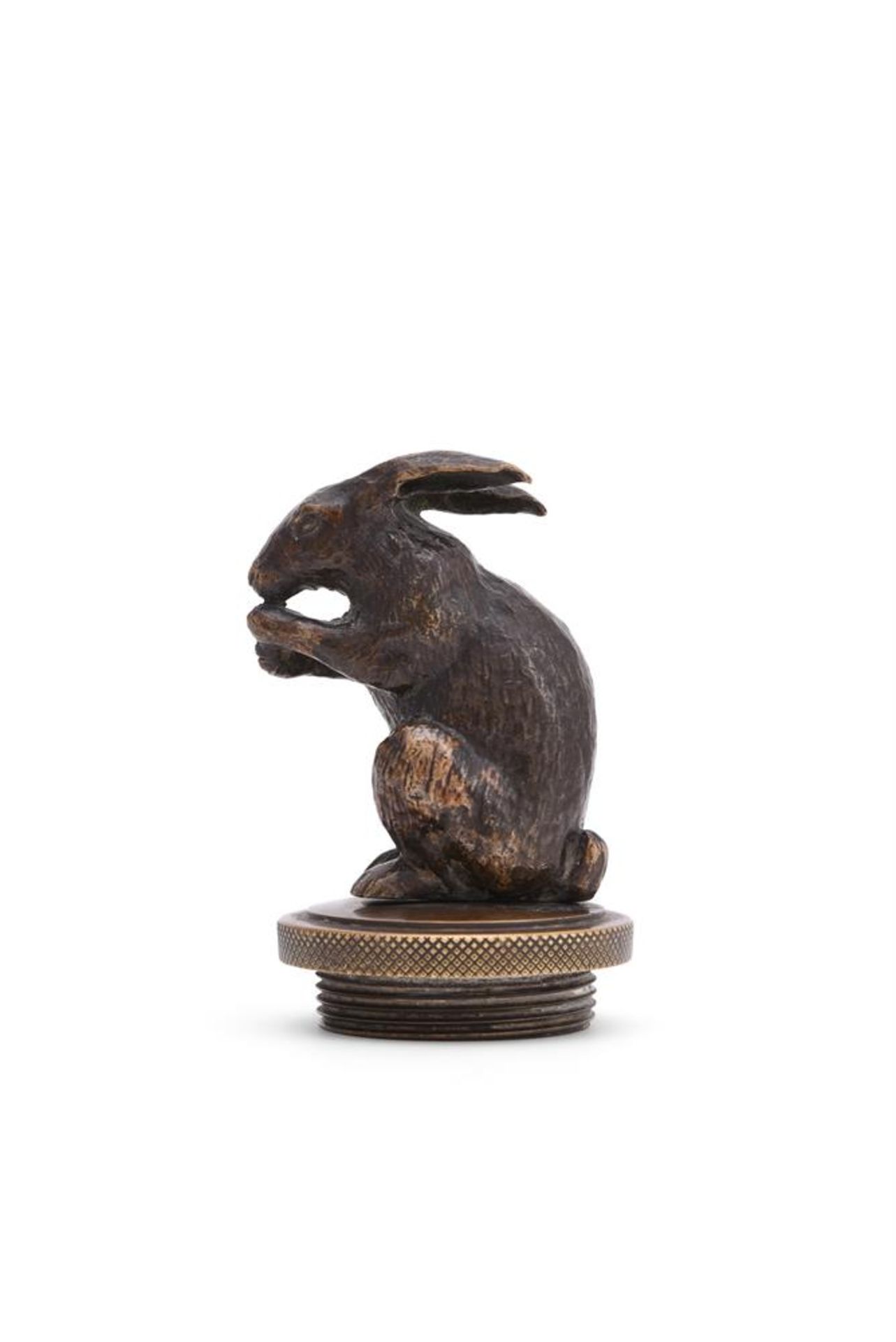 FRENCH SCHOOL, A BRONZE RADIATOR CAP MODELLED AS A STANDING RABBIT