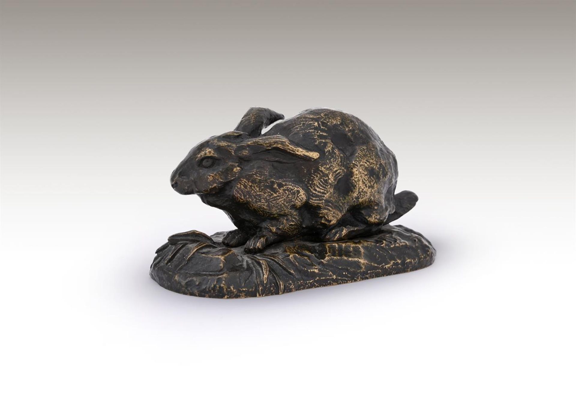 IN THE MANNER OF ANTOINE-LOUIS BARYE, A BRONZE MODEL OF A CROUCHING RABBIT - Image 3 of 3