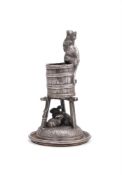 FERDINAND PAUTROT (FRENCH, 1832-1874), A SILVERED BRONZE MODEL GROUP OF A CAT AND RABBITS