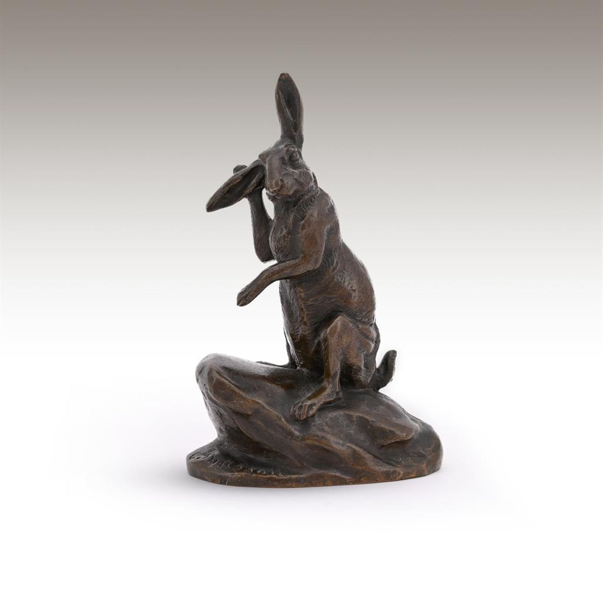 CLOVIS-EDMOND MASSON (FRENCH, 1838-1913), A BRONZE MODEL OF A HARE GROOMING ITS EAR - Image 4 of 4