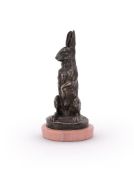E M SAMSON (FRENCH, LATE 19TH/EARLY 20TH CENTURY), A SILVERED BRONZE MODEL OF AN ALERT HARE