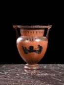 A BLACK FIGURE VOLUTE KRATER VASE IN THE GREEK STYLE, 19TH CENTURY
