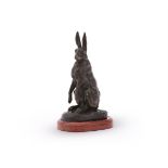 ALFRED DUBUCAND (FRENCH, 1828-1894), A BRONZE MODEL OF AN ALERT HARE