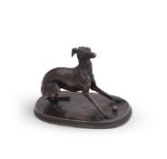 PIERRE-JULES MÊNE (FRENCH, 1810-1879) A BRONZE MODEL 'GISELLE- STUDY OF A WHIPPET'