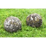 A PAIR OF COTSWOLD STONE BALLS, each approximately 15cm diameter