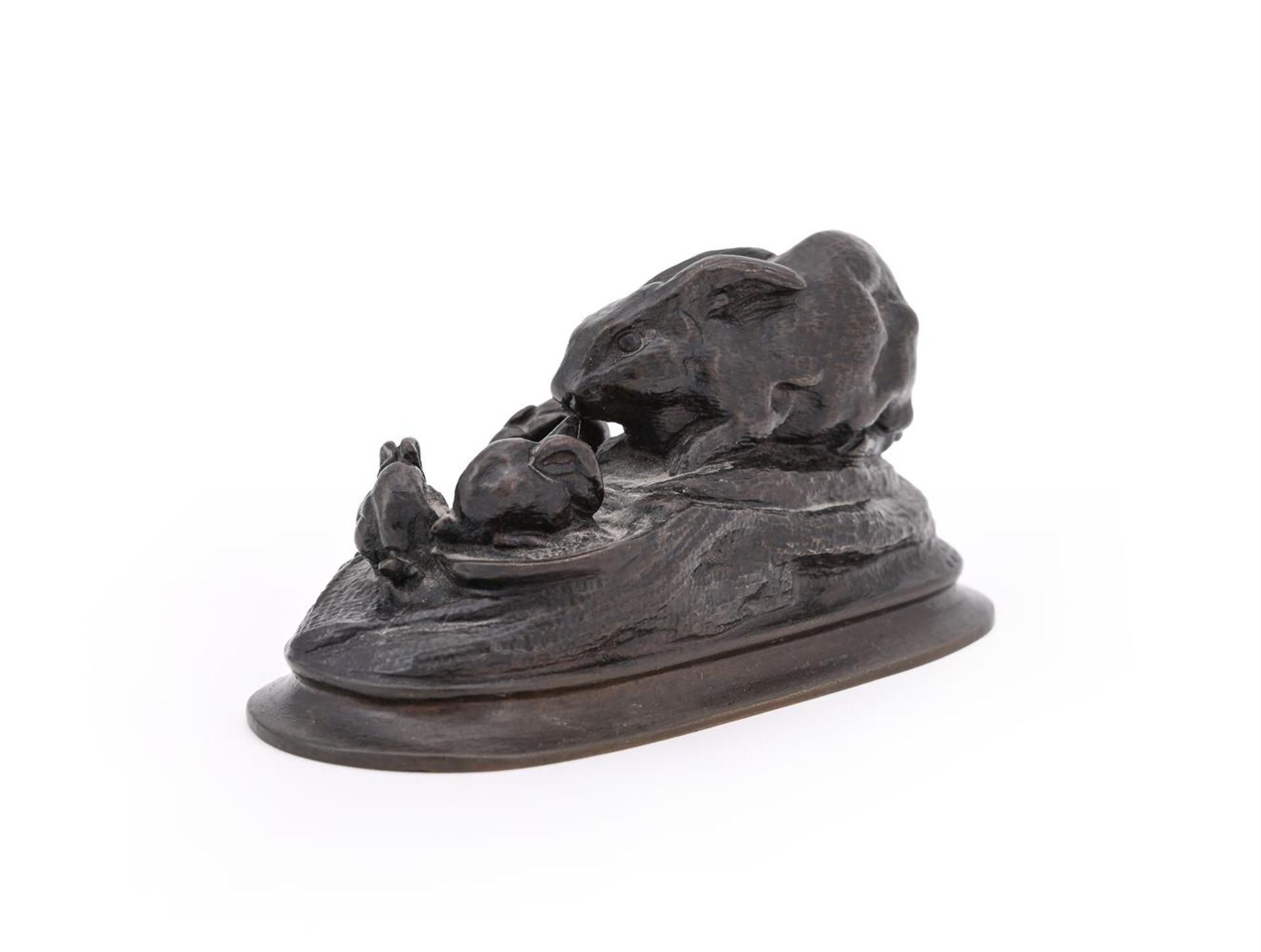 AUGUSTE CAIN (FRENCH, 1821-1894), A BRONZE MODEL OF RABBIT WITH YOUNG - Bild 4 aus 5