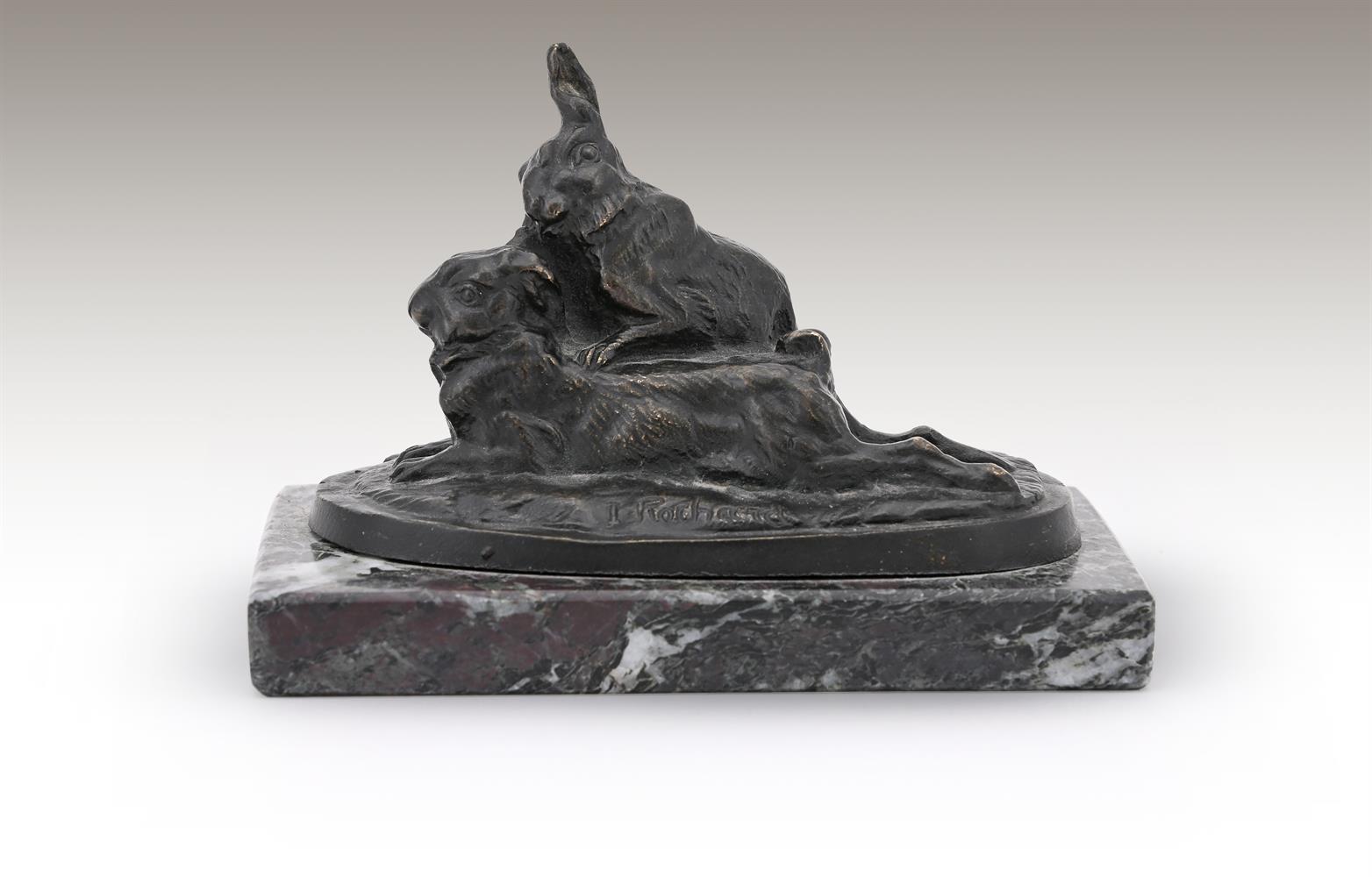 λ IRÉNÉE ROCHARD (FRENCH, 1906-1984), A BRONZE MODEL OF TWO RABBITS - Image 6 of 6