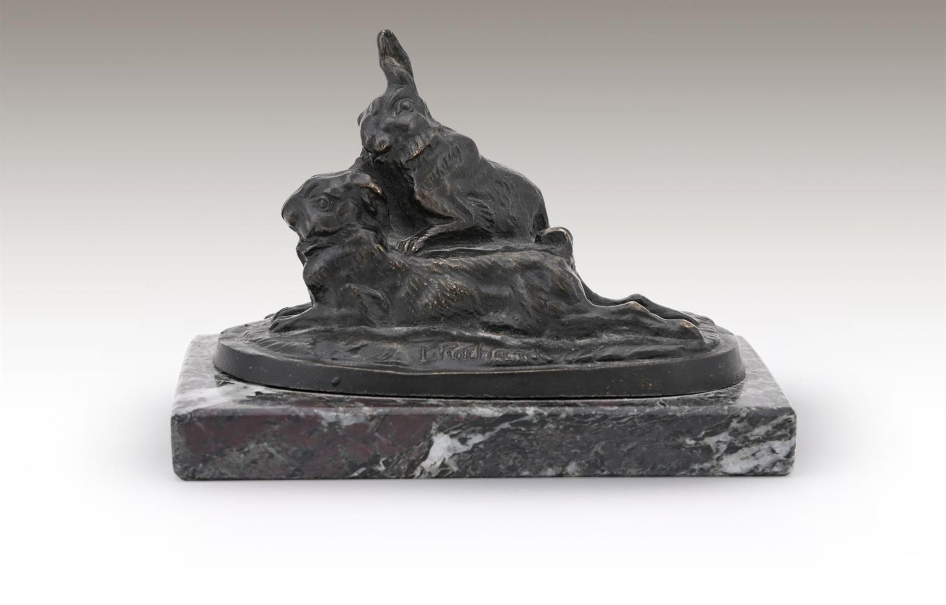 λ IRÉNÉE ROCHARD (FRENCH, 1906-1984), A BRONZE MODEL OF TWO RABBITS - Bild 6 aus 6