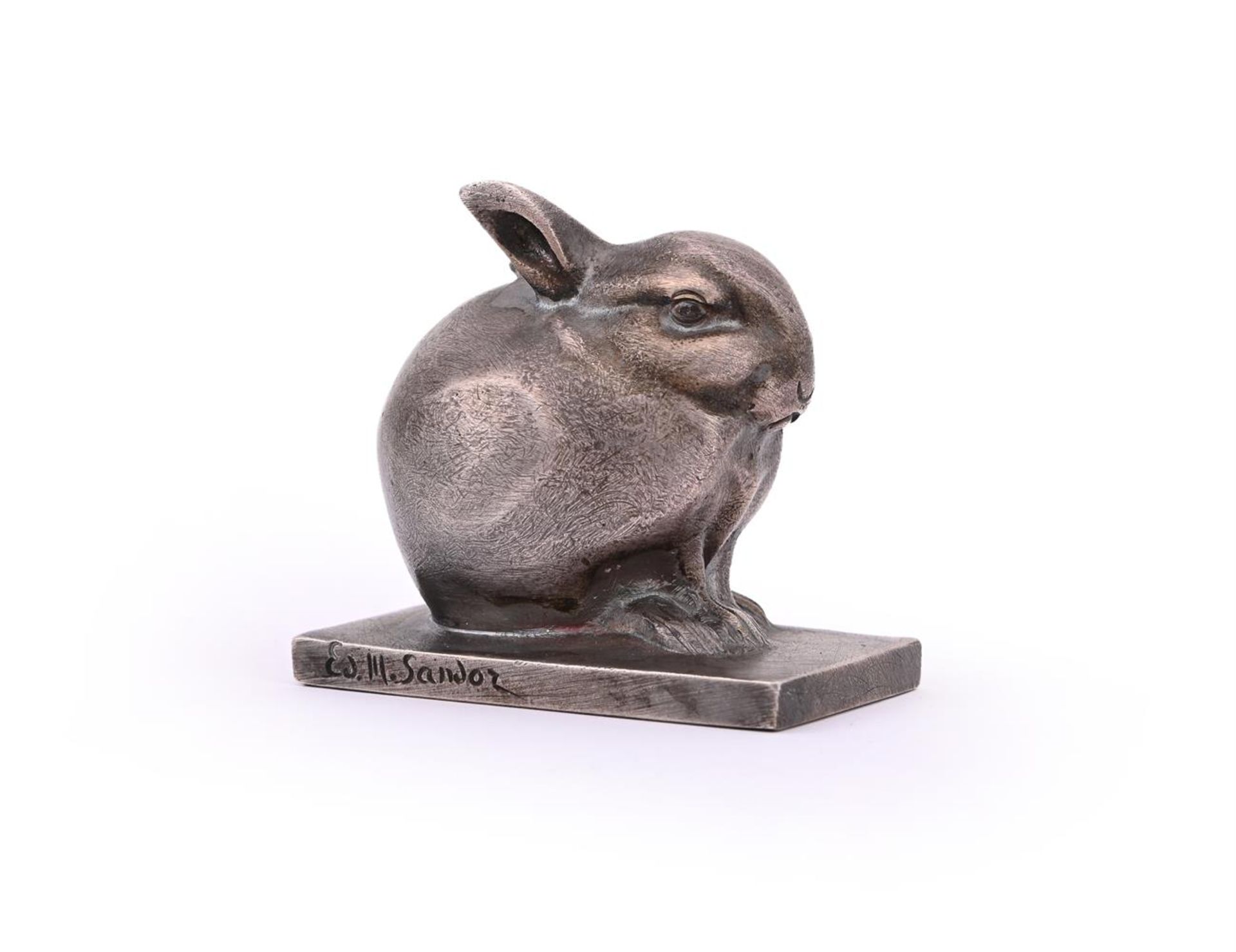 AFTER EDOUARD MARCEL SANDOZ (1881-1971), A SILVERED BRONZE MODEL 'LAPIN BIJOU'