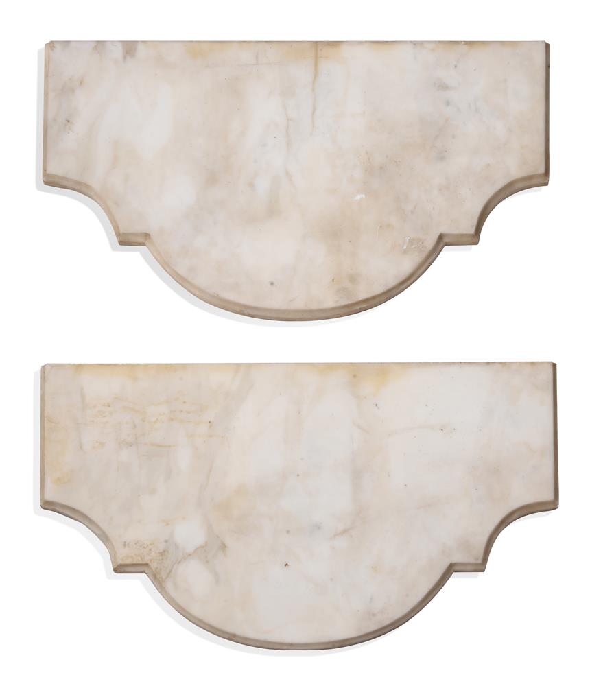 A PAIR OF ITALIAN CARVED GILTWOOD AND WHITE MARBLE WALL BRACKETS, 19TH CENTURY AND LATER - Image 2 of 5