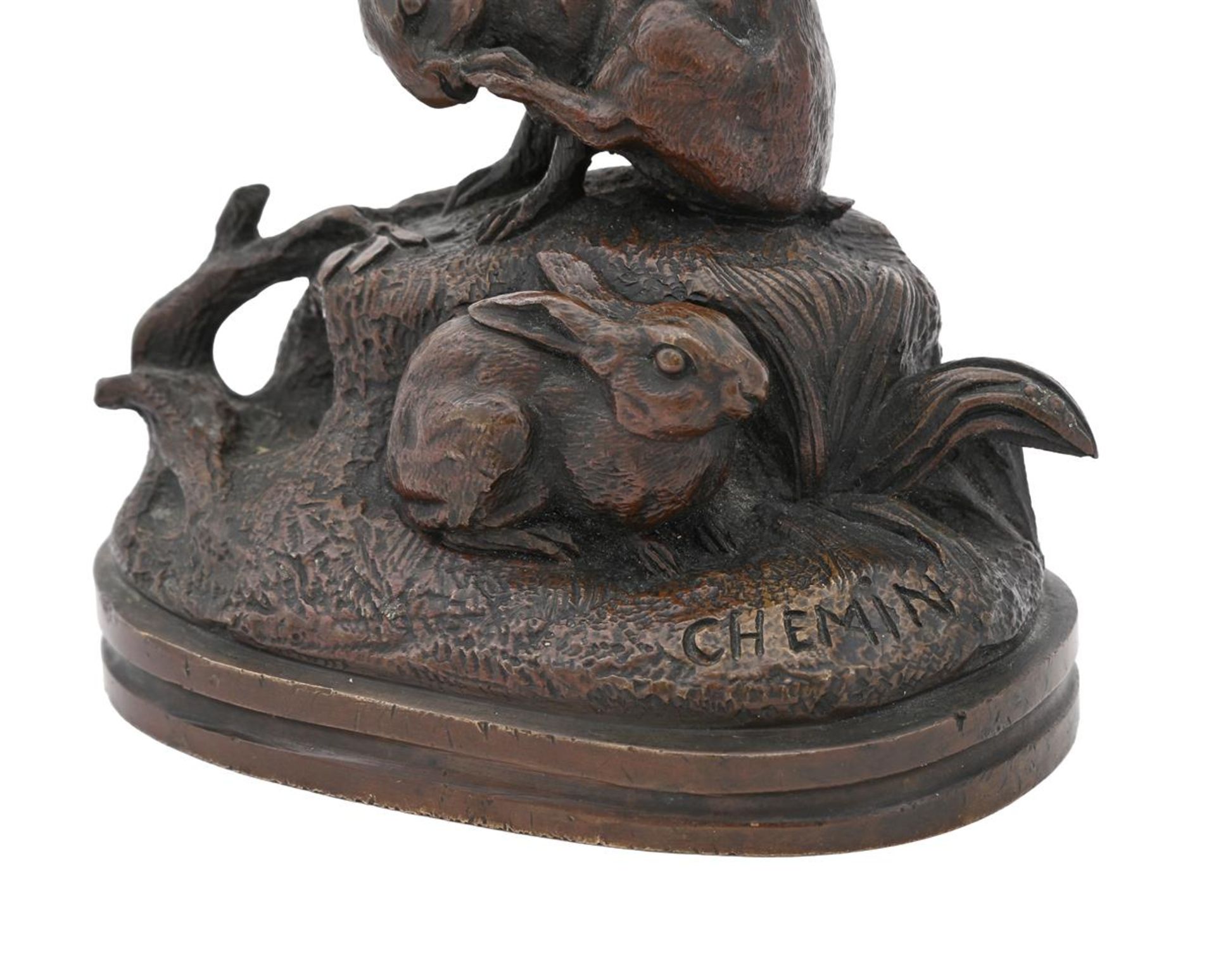 JOSEPH VICTOR CHEMIN (FRENCH, 1825-1901), A BRONZE GROUP OF TWO HARES - Bild 4 aus 6