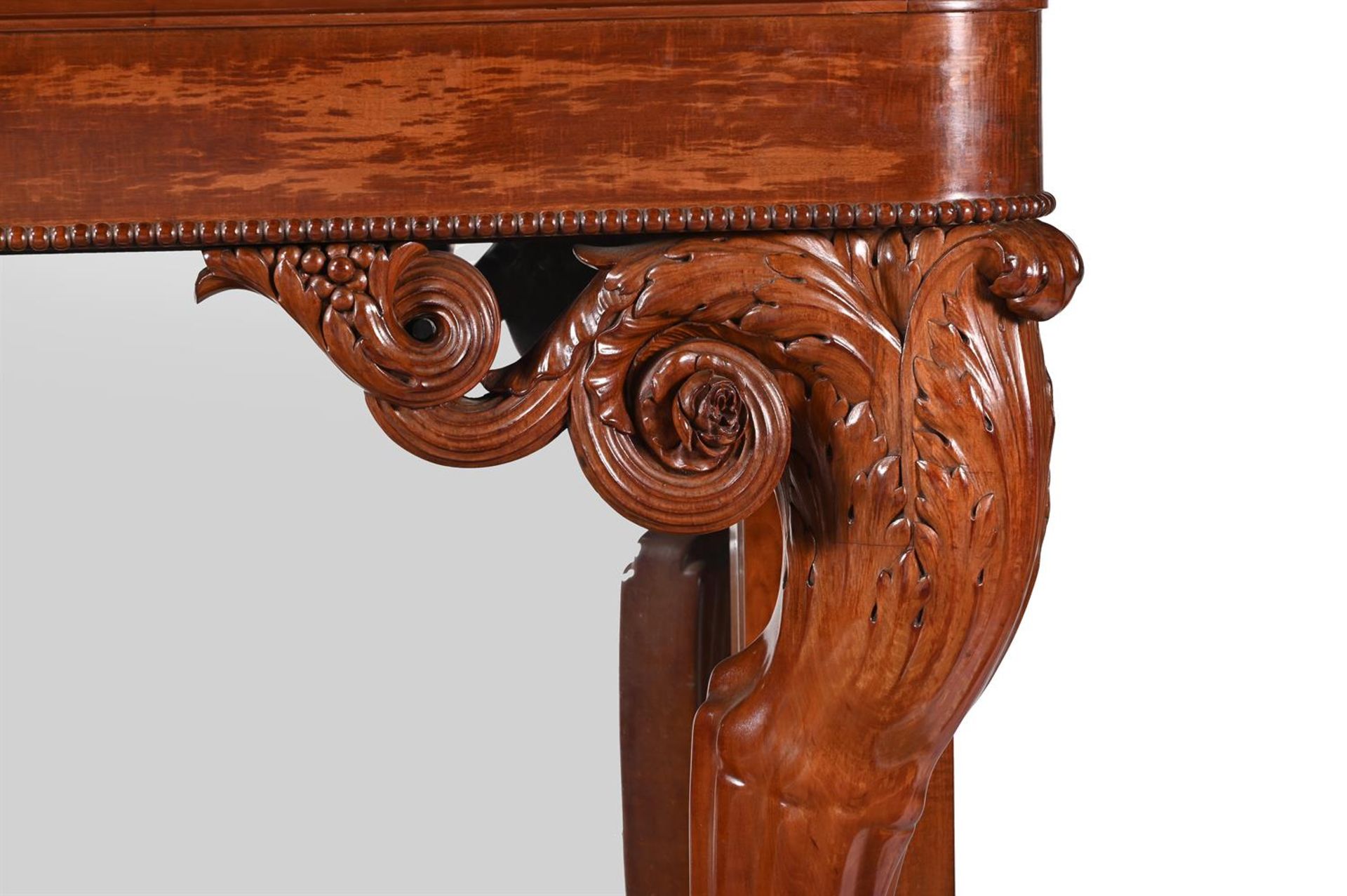 A FRENCH CARVED MAHOGANY AND ROSSO LEVANTO MARBLE TOP CONSOLE TABLE, EARLY 19TH CENTURY - Bild 3 aus 3