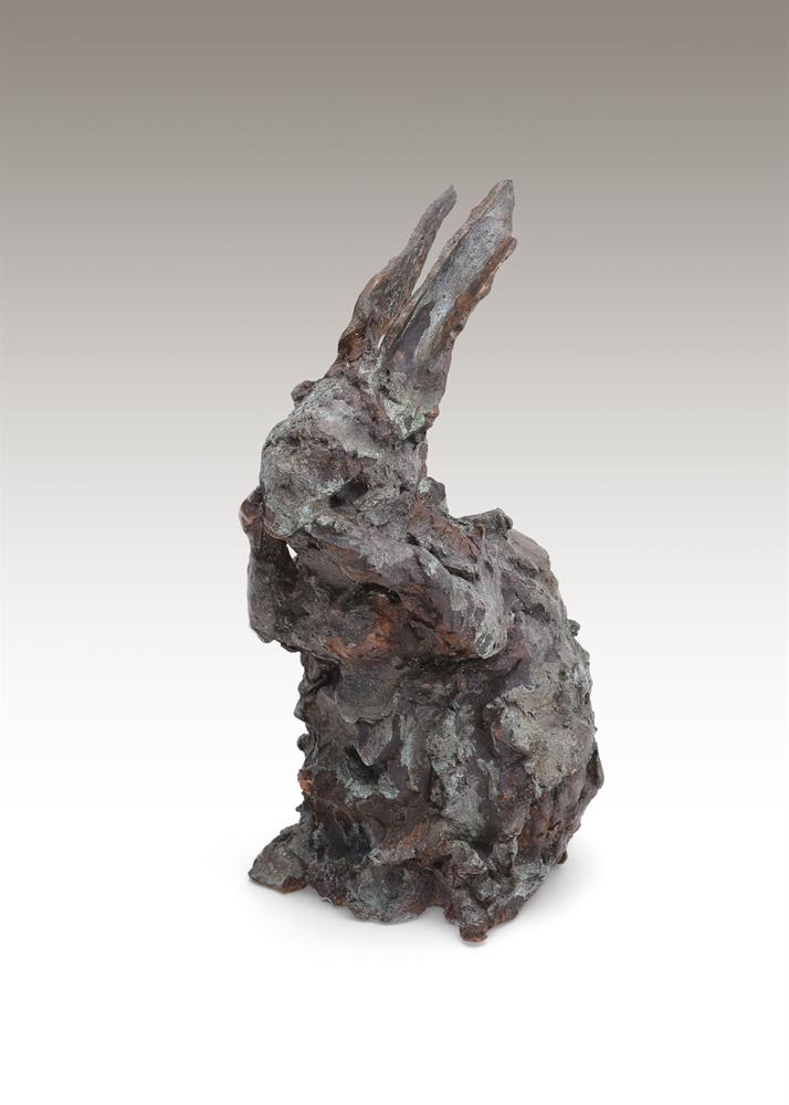 λ NICOLA HICKS (BRITISH, 1960- ), A LIMITED EDITION BRONZE MODEL OF A RABBIT GROOMING ITS FACE - Image 4 of 5