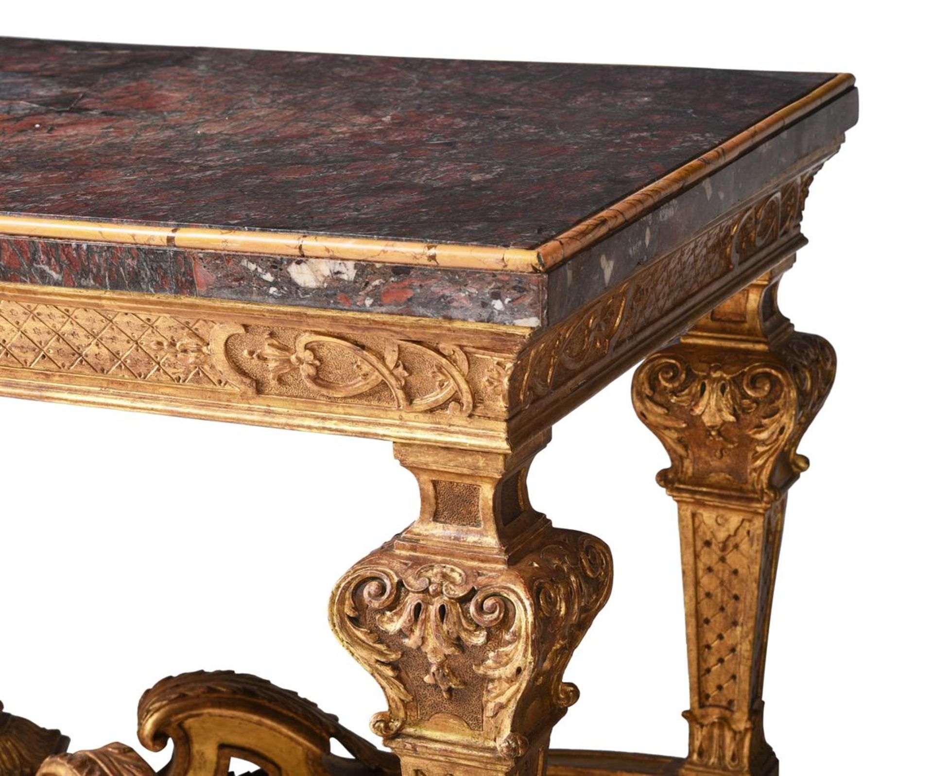 A CARVED AND GILT GESSO CENTRE TABLE IN LOUIS XIV STYLE, 19TH CENTURY - Bild 9 aus 10