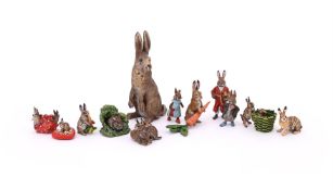 FRITZ BERGMAN, A COLLECTION OF COLD PAINTED MINIATURE RABBITS