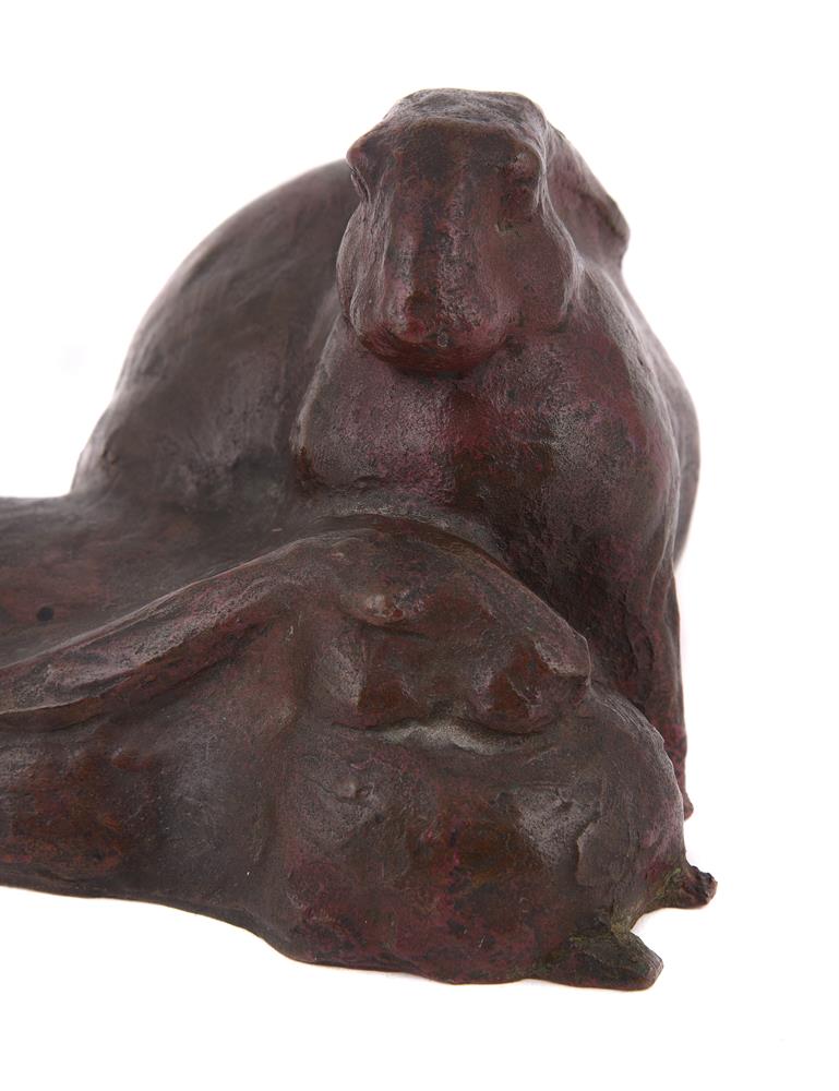 AN ASIAN BRONZE MODEL OF A PAIR OF RABBITS - Image 5 of 6