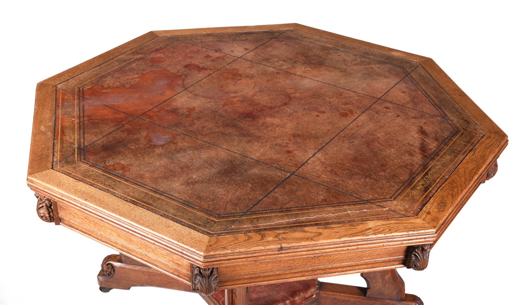 A VICTORIAN REFORMED GOTHIC CARVED OAK LIBRARY TABLE, CIRCA 1880 - Image 2 of 4