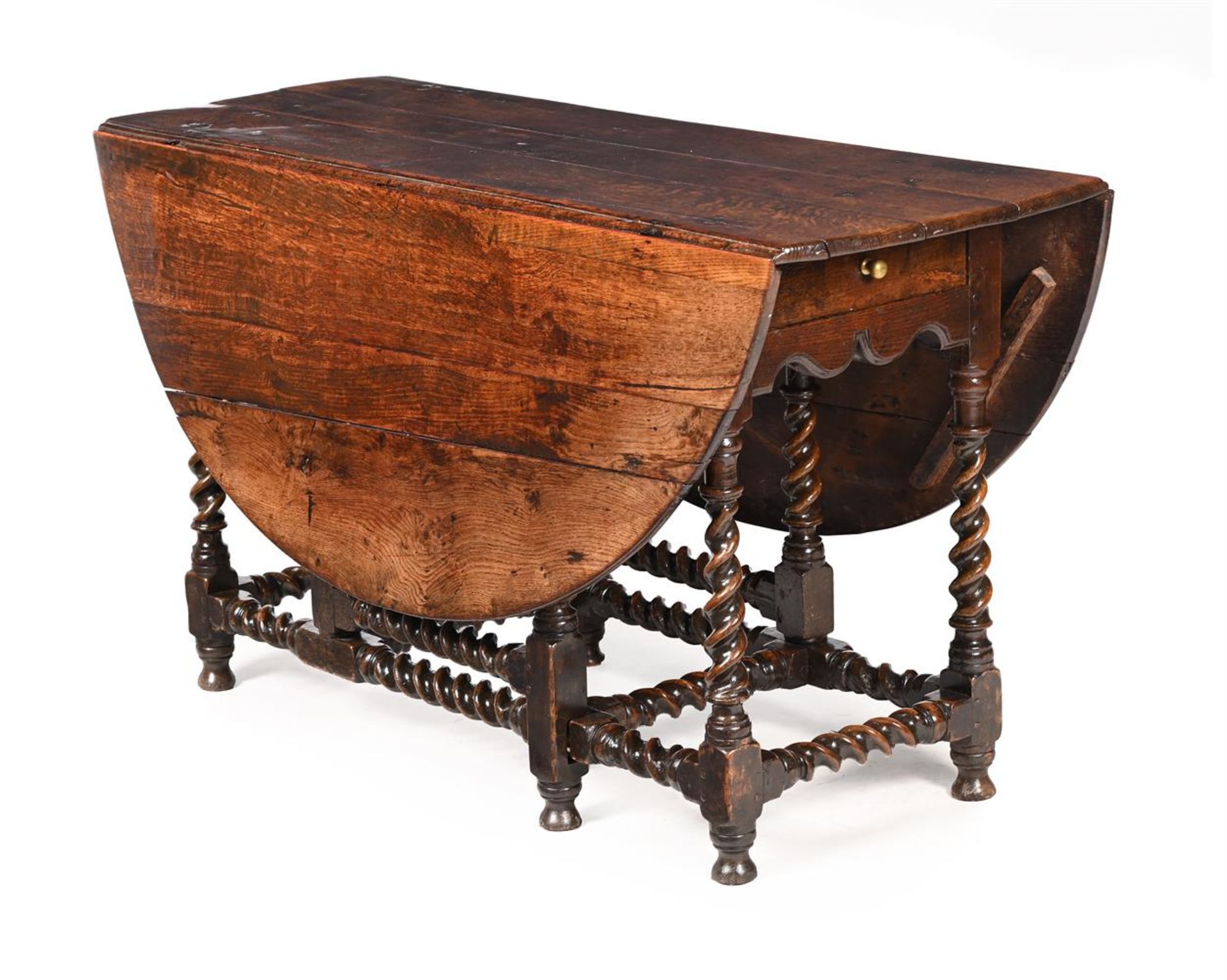 A LARGE OAK GATELEG DINING TABLE FIRST HALF, 18TH CENTURY - Image 2 of 3
