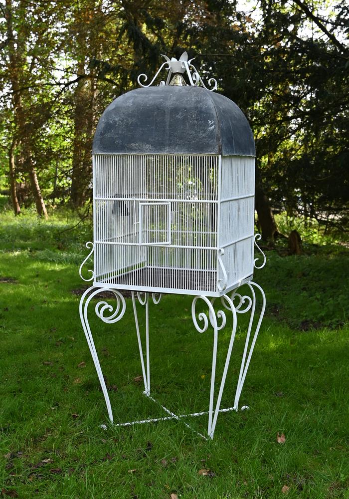 A LARGE VICTORIAN BIRD CAGE ON STAND, CIRCA 1880