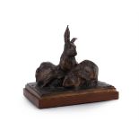 FRENCH SCHOOL, A BRONZE GROUP OF THREE RABBITS