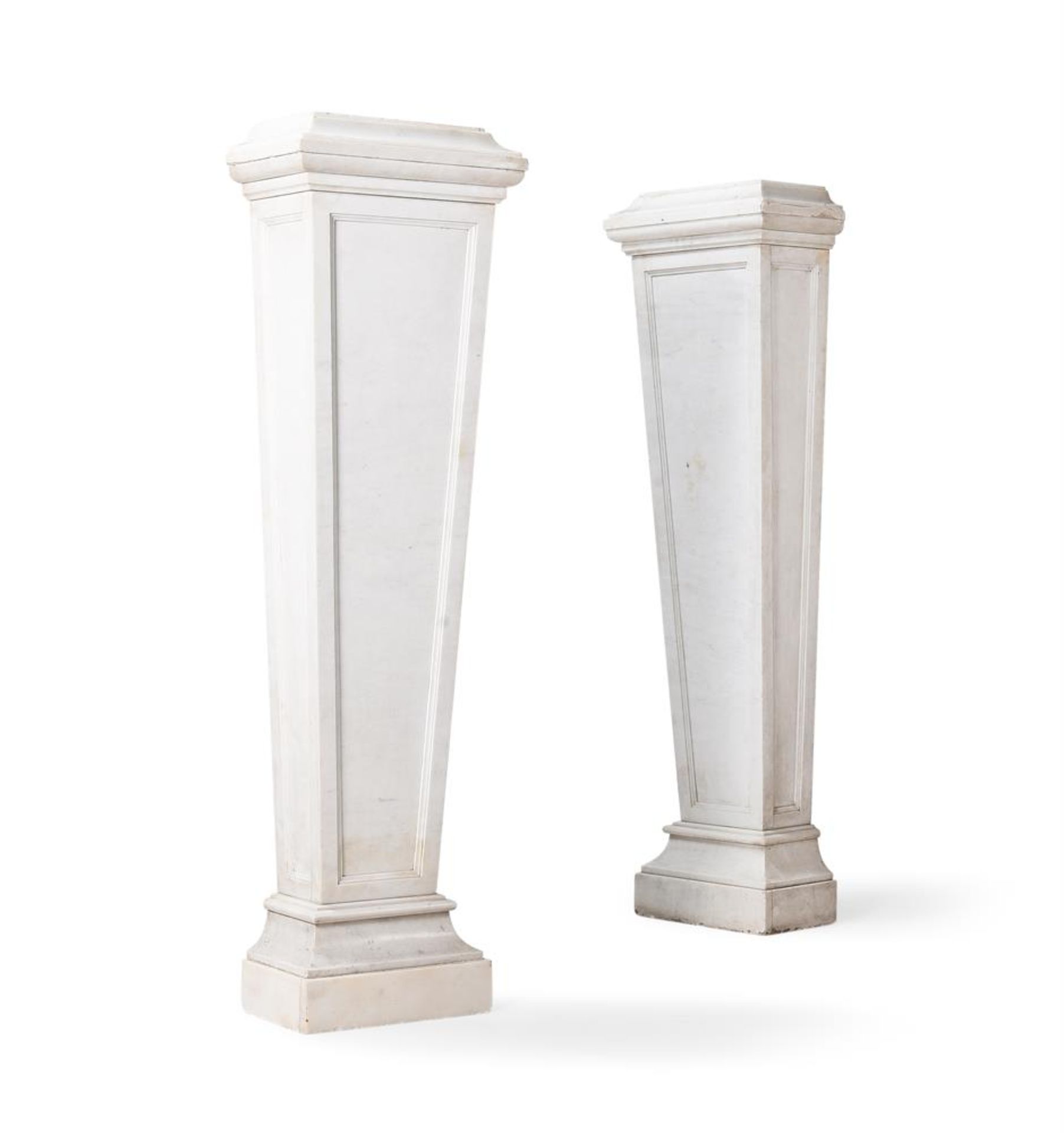 A PAIR OF CARRARA MARBLE PEDESTALS, LATE 19TH CENTURY