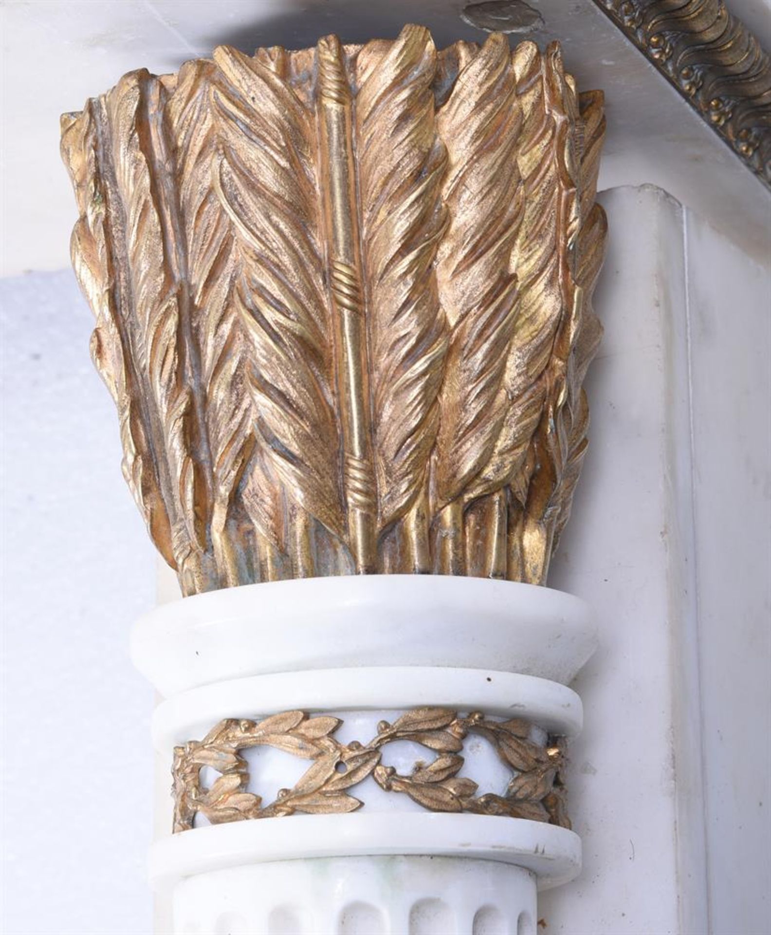 A GILT METAL MOUNTED CARRARA MARBLE FIRE SURROUND, AFTER JOSEPH-FRANÇOIS BÉLANGER, CIRCA 1900 - Image 6 of 8