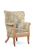 A GEORGE IV MAHOGANY AND UPHOLSTERED ARMCHAIR, IN THE MANNER OF GILLOWS, CIRCA 1830