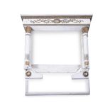 A GILT METAL MOUNTED CARRARA MARBLE FIRE SURROUND, AFTER JOSEPH-FRANÇOIS BÉLANGER, CIRCA 1900