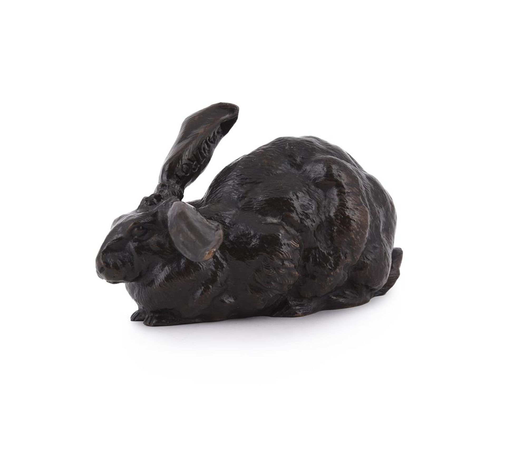 FERDINAND PAUTROT (FRENCH, 1832-1874), A BRONZE MODEL OF A RABBIT - Image 3 of 5