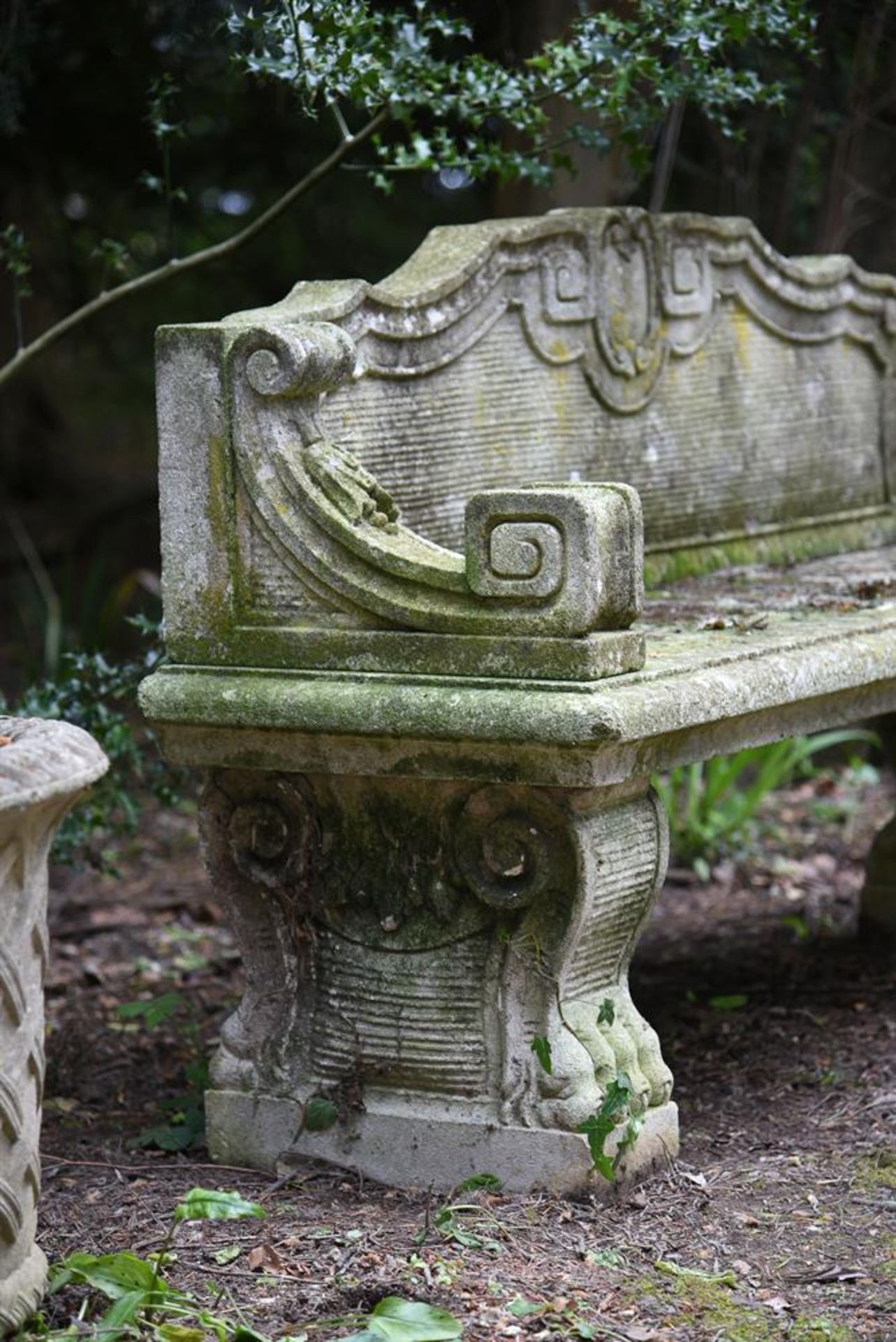 AN ITALIAN CARVED LIMESTONE BENCH, MODERN - Image 3 of 3