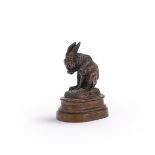 ISIDORE JULES BONHEUR (FRENCH, 1827-1901), A BRONZE MODEL OF A HARE LICKING ITS PAW