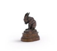 ISIDORE JULES BONHEUR (FRENCH, 1827-1901), A BRONZE MODEL OF A HARE LICKING ITS PAW